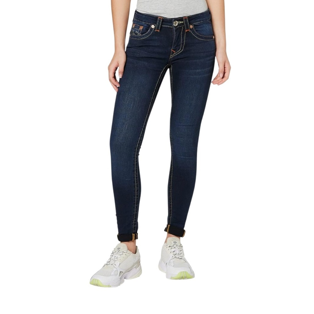 True Religion Jennie Curvy Mid Rise Skinny Jeans Indigo